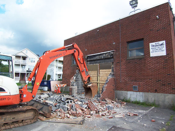 Excavator demolition began