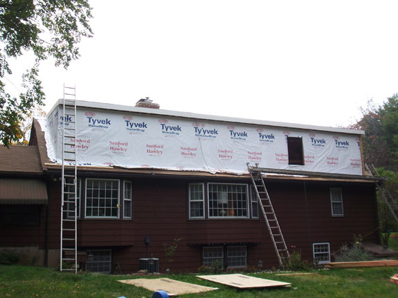 Tyvek house wrap on rear dormer addition