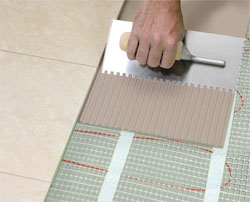 Tile installation with radiant floor heating