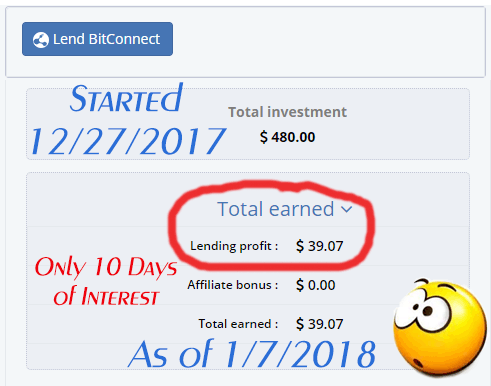 39 in Bitconnect Interest in 10 days small loan