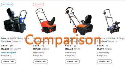 snow blower comparison list