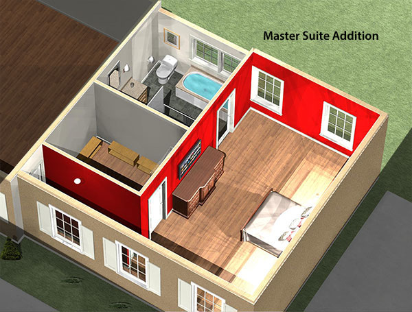 master suite addition 3D rendering interior