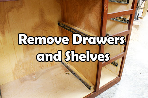 remove kitchen cabinet drawers shelves