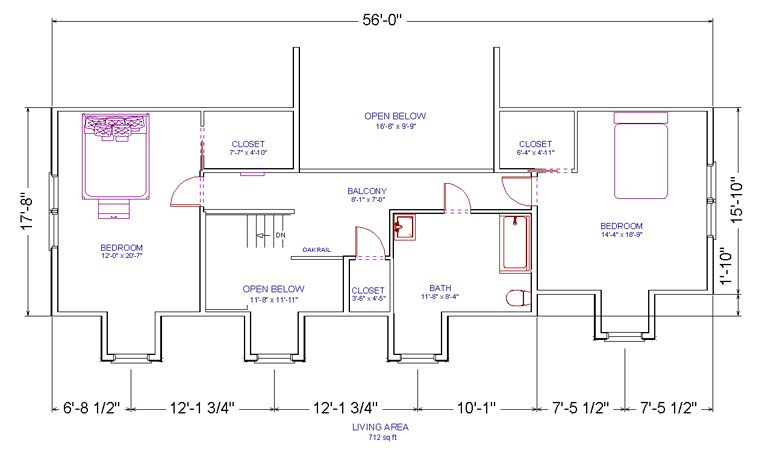 2 Bedrooms, 1 Bath Attic Remodeling Plans