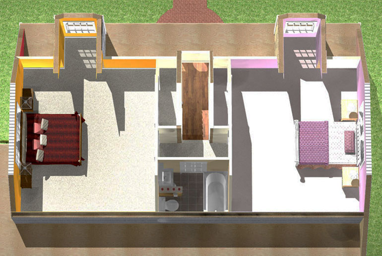 2 Bedroom Cape Attic Remodeling Plan
