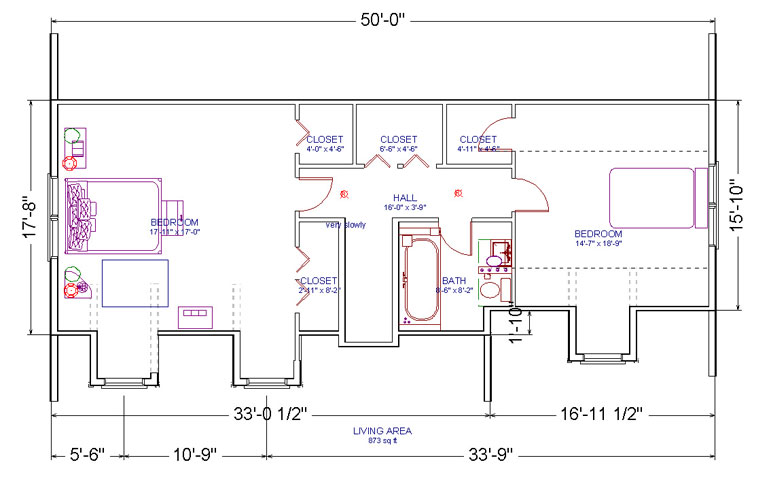 2 Bedrooms 1 Bath Cape Attic Floor Plan