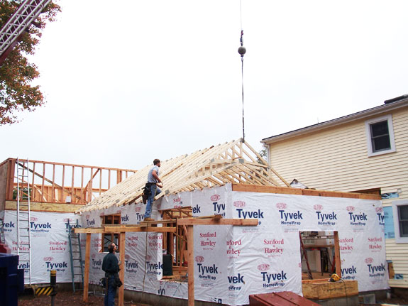 We had to crane our roof trusses