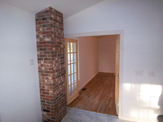 Chimney chase extended trough new bathroom