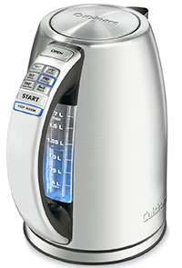 Cuisinart CPK 17 PerfecTemp Electric Kettle, boils water quickly and efficiently.